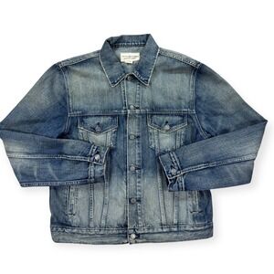Denim & Supply Ralph Lauren Jacket Women's Large Blue Denim Dark Wash Distressed